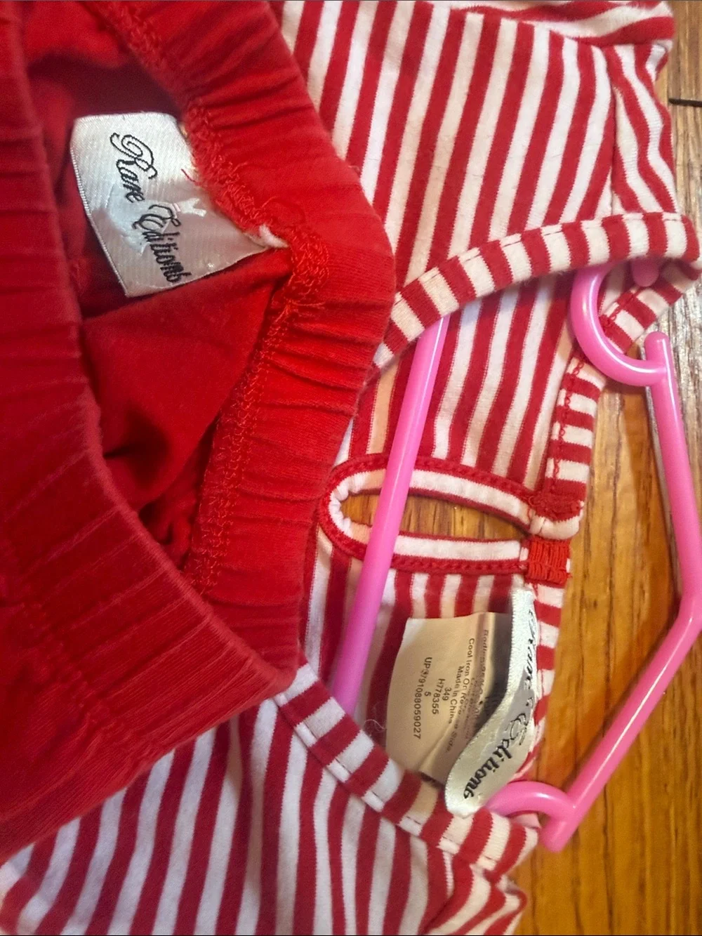 Rare Editions Red & White Santa Stripe Tulle Dress